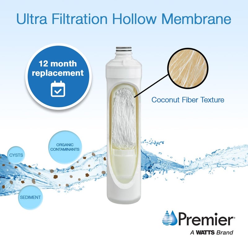 Watts Premier Pure UF-3 Membrane Filter for RO Pure Reverse Osmosis System, 0.2-Micron Water Filter Replacement, Push Button Assembly, Reduces Sediments and Particles - Image 2